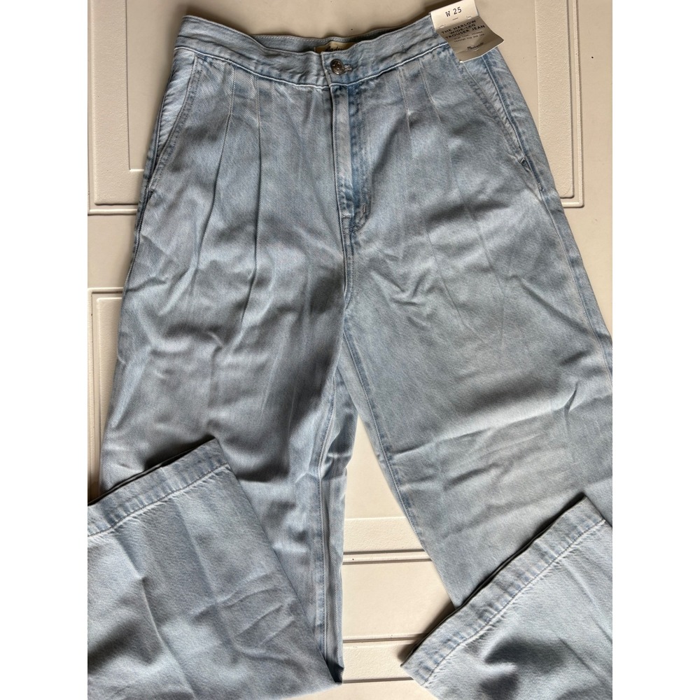 Madewell The Harlow Wide-Leg Trouser Jean Light Wash Pleated High Rise Denim 25